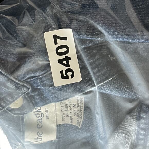 Vintage The Eagles Eye Embroidered Top Womens Medium Blue Denim Tribal Aztec 90s - Picture 12 of 15